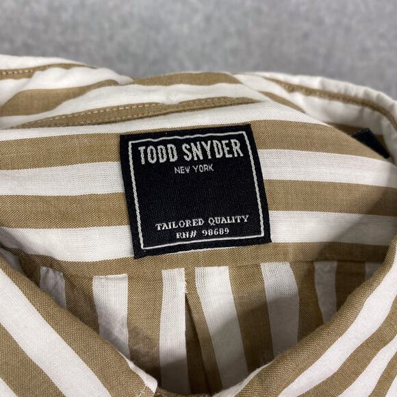 Todd Snyder Shirt Mens L Striped Summerweight Favorite Long Sleeve Button Down - Picture 7 of 9